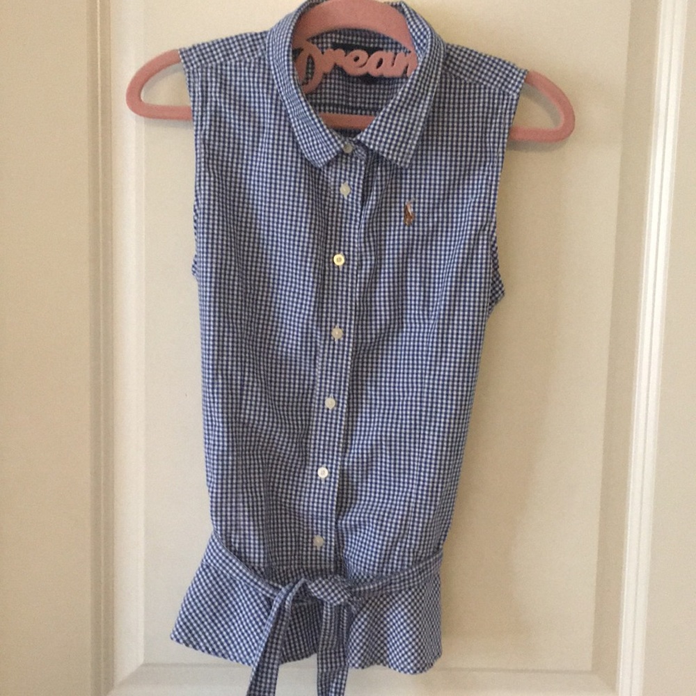 Blue & white checkered top
